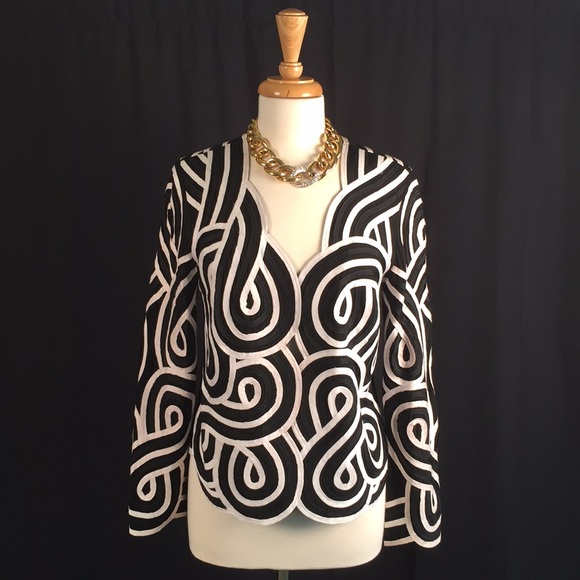 Women’s Jacket by Ika Black and White Size 8 - Picture 2 of 10